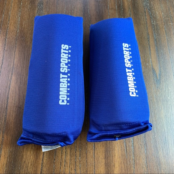 Combat Sports Mens Blue International Grappling Training Shin Guards Size M. New - Picture 1 of 3
